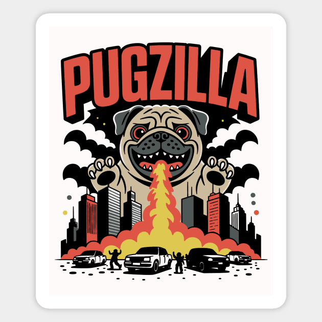 Pugzilla Magnet by CreativeSage
